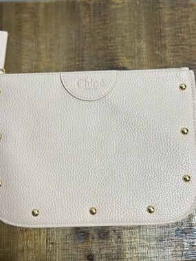 Chloe Vegan Pebbled Leather Light Blush Pouch/Clutch/Makeup Pouch